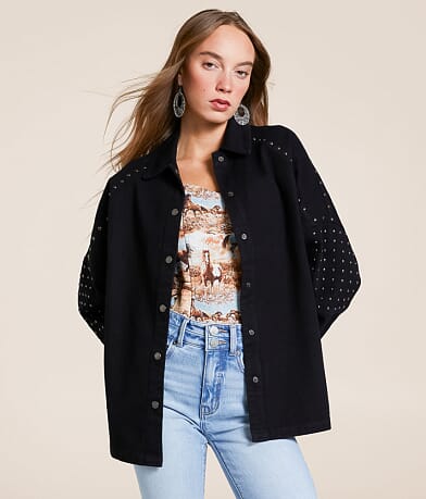 Blue B Studded Denim Jacket full left side view