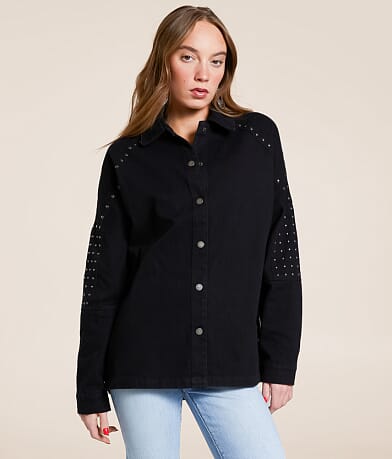 Blue B Studded Denim Jacket full right side view