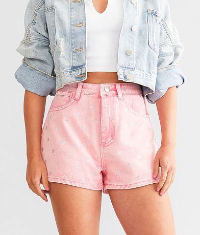 Blue B Rhinestone Star Ultra High Rise Short front view