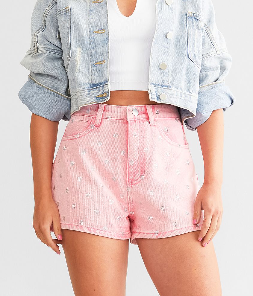 Rhinestone Fringe Denim Star Shorts