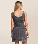 Blue B Women's Cotton Denim Mini Dress in Charcoal Denim/Black | Size: Small | Buckle