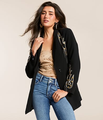 Blue B Western Stitch Studded Blazer front view