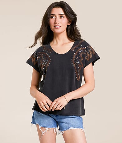 Blue B Western Rhinestone Top - Women's Shirts & Blouses in Washed ...