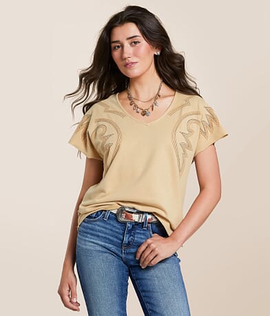 Blue B Western Stitch Top front view
