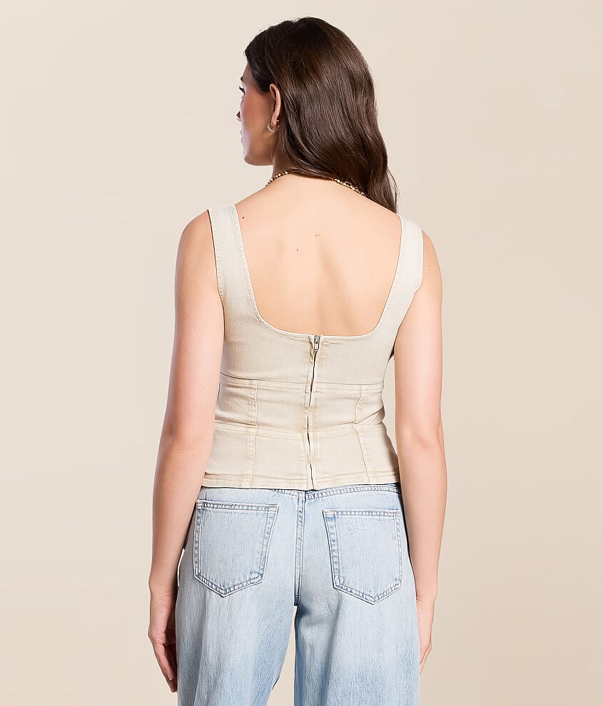 Studded Western Denim Stretch Tank Top