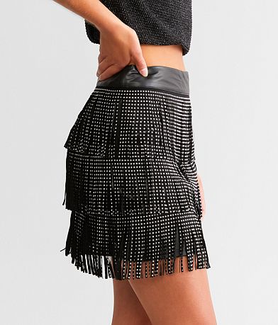 Blue B Studded Fringe Mini Skirt full right side view
