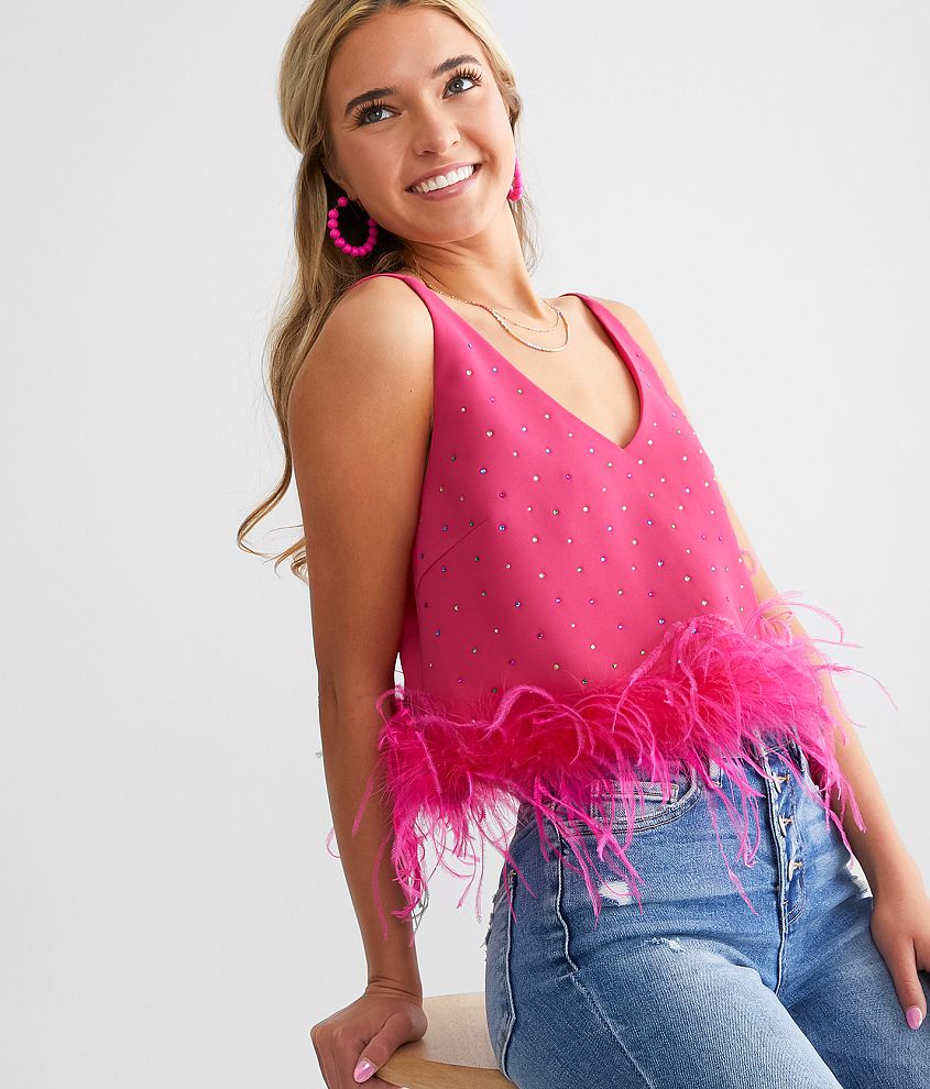 HOT PINK FRINGE TOP