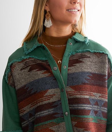 Blue B Aztec Print Jacket - Women's Coats & Jackets in Green | Buckle