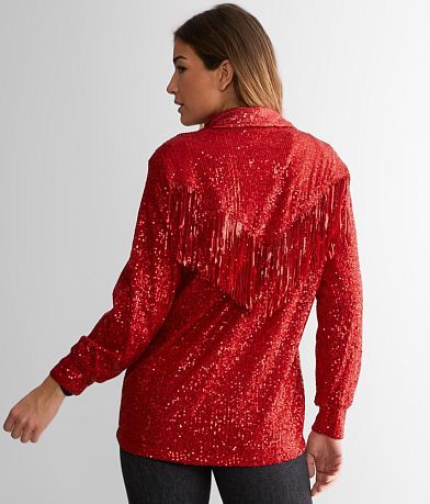 Blue B Sequin Fringe Jacket BACK