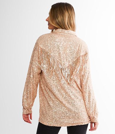 Blue B Sequin Fringe Jacket back view