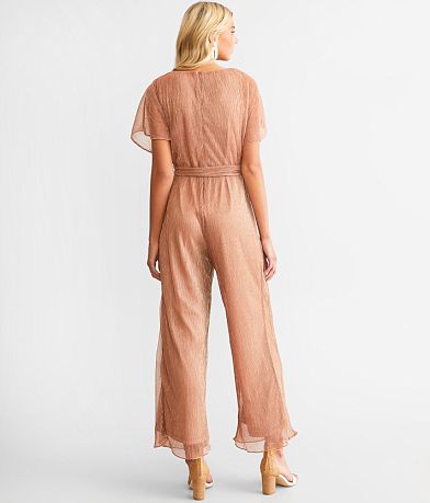 Blue B Metallic Pleated Mesh Jumpsuit BACK