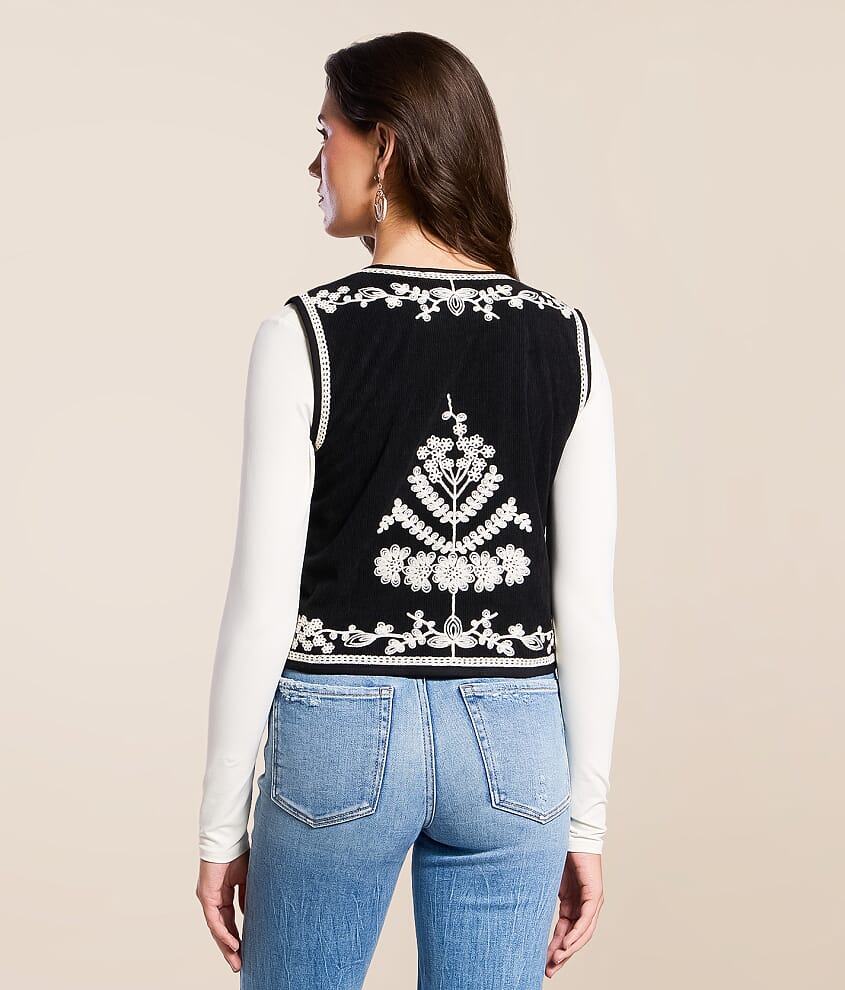 Western Embroidered Corduroy Vest