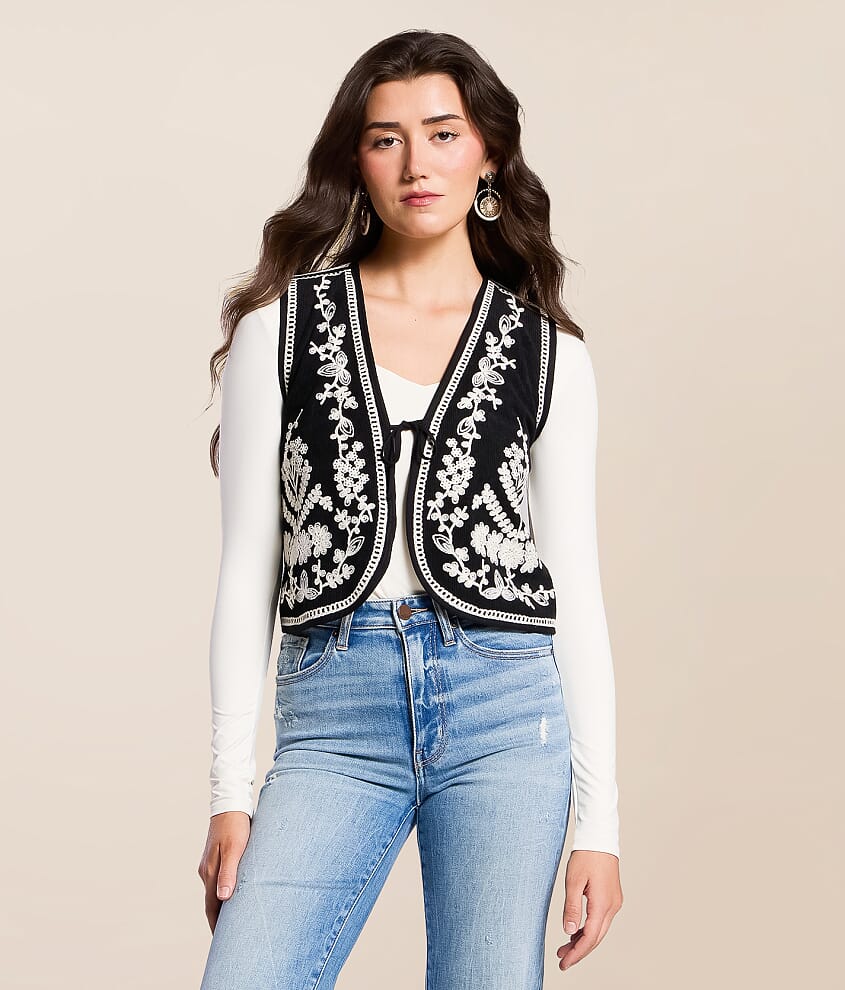 Western Embroidered Corduroy Vest