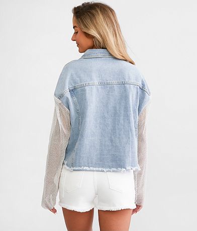 Blue B Rhinestone Denim Jacket BACK