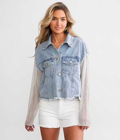 Blue B Rhinestone Denim Jacket FULL_LEFT_SIDE
