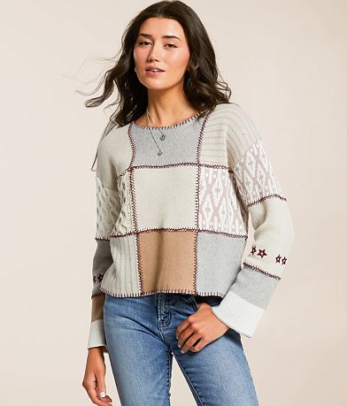 Blue B Stitchwork Sweater front view