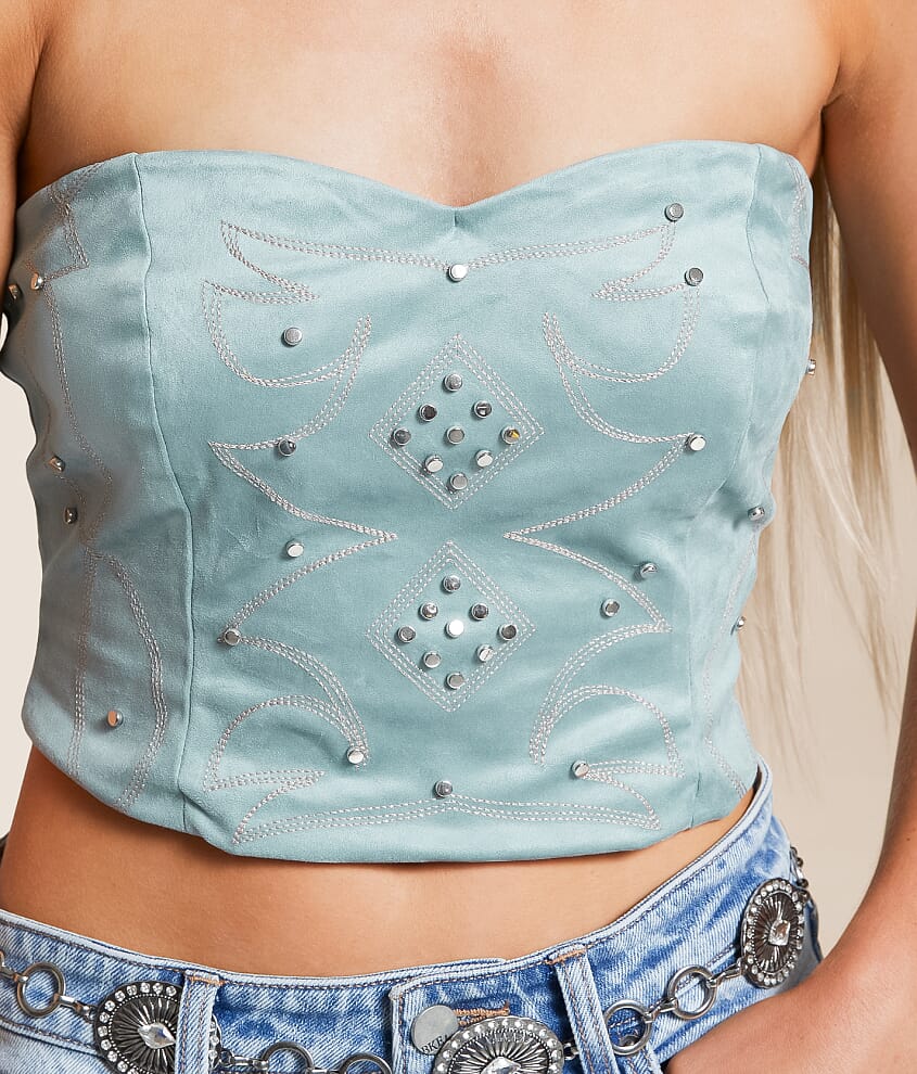 Studded Faux Suede Tube Top - thumbnail 8