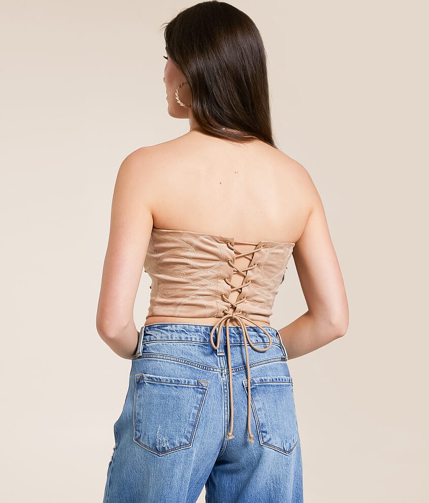 Studded Faux Suede Tube Top - thumbnail 2