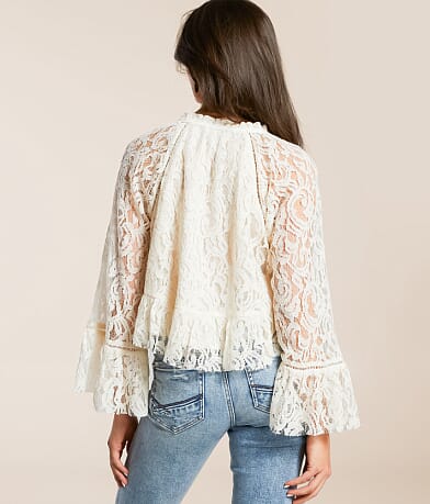 Blue B Lace Peplum Top BACK