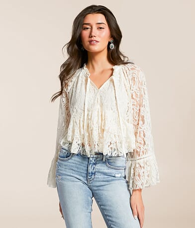 Blue B Lace Peplum Top FULL_LEFT_SIDE