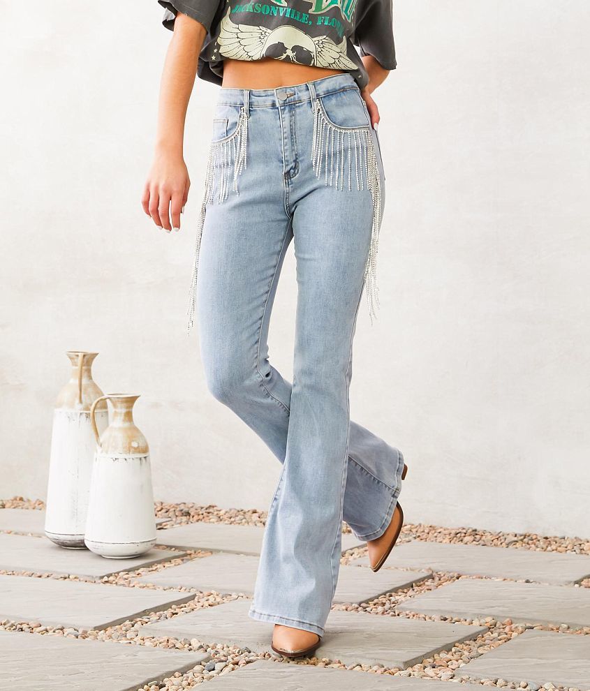 Blue B Rhinestone High Rise Cropped Flare Jean - Women's Jeans in Light  Denim