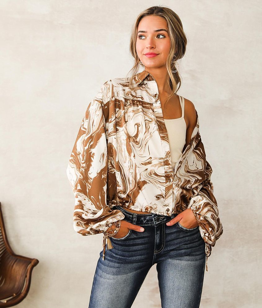 Marble Print Satin Blouse