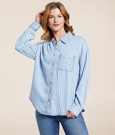 Blu Pepper Striped Chambray Shirt FULL_RIGHT_SIDE