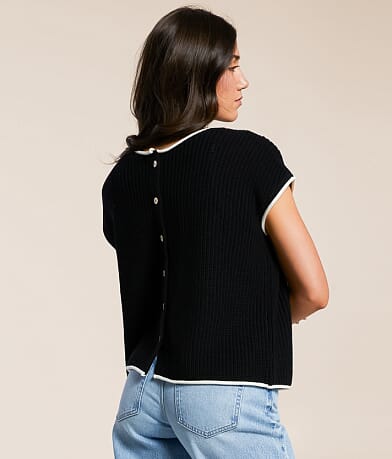 Blu Pepper Back Button Sweater front view