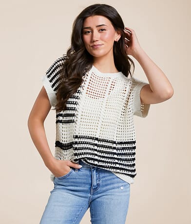 Blu Pepper Striped Sweater front view