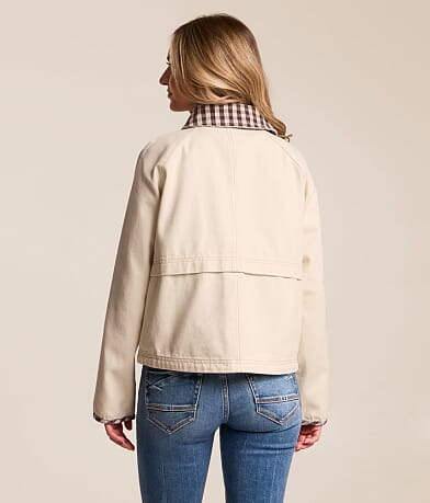 Plaid Trim Denim Jacket thumbnail 3