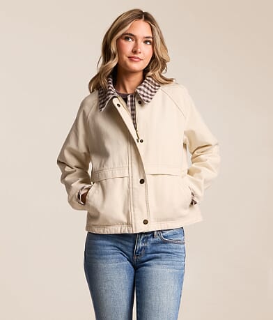 Plaid Trim Denim Jacket thumbnail 2