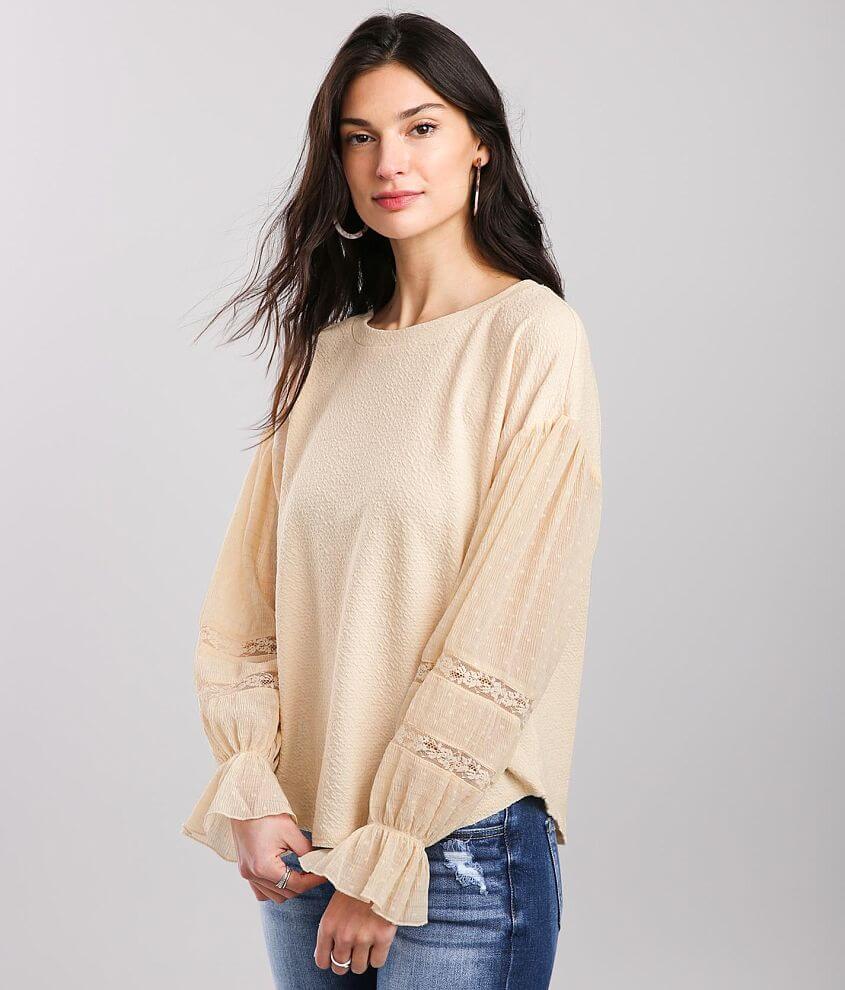 Blu Pepper Textured Crepe Knit Top - Women's Shirts/Blouses in Cream ...