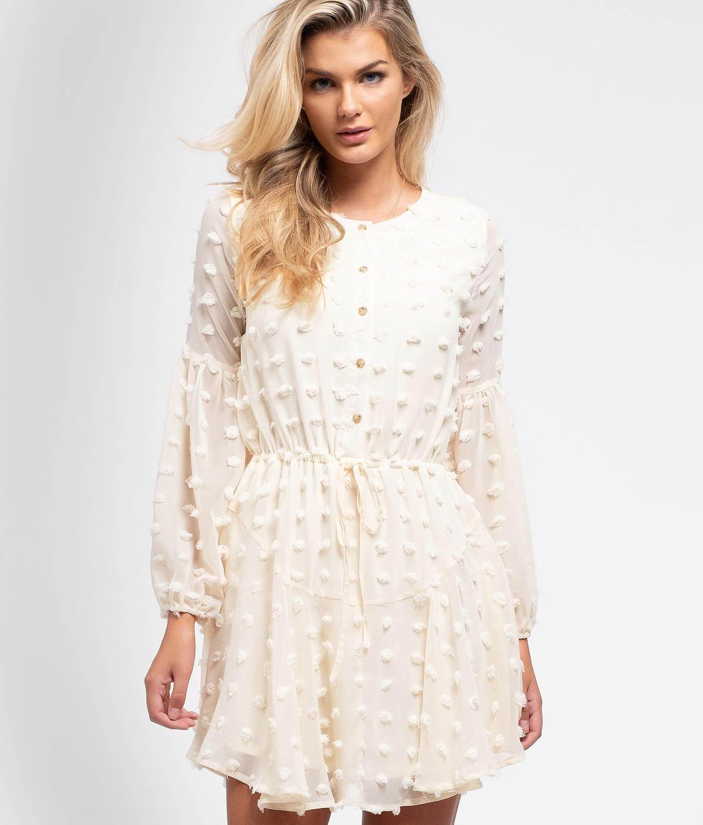 swiss dot dress white