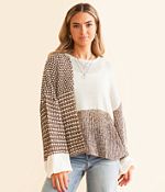Blu Pepper Patchwork Sweater - Women's Sweaters in Brown