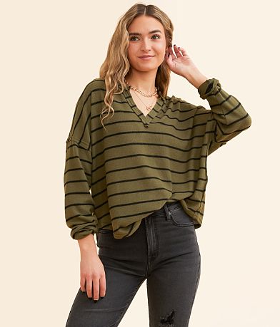 Blu Pepper Striped Top front view