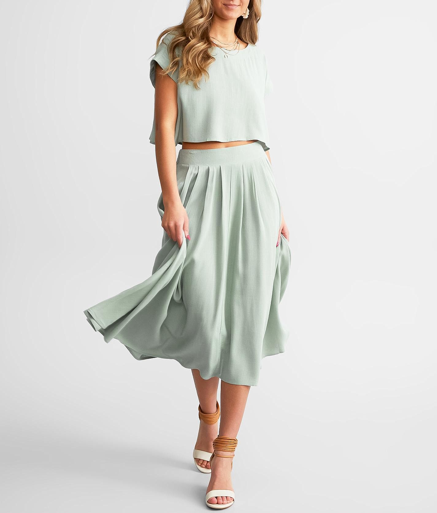 Blu Pepper Pleated Midi Skirt - Women's Skirts in Mint | Buckle