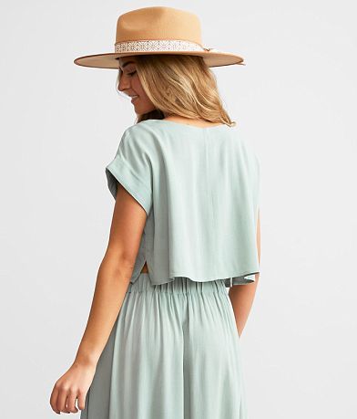 Blu Pepper Woven Cropped Top BACK