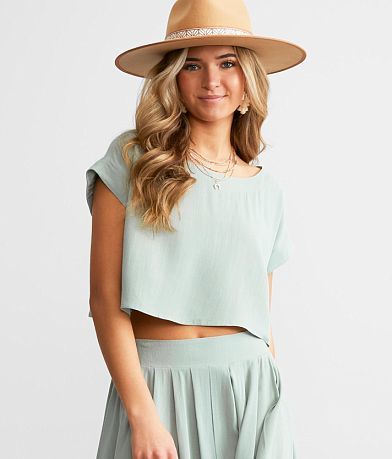 Blu Pepper Woven Cropped Top FULL_LEFT_SIDE