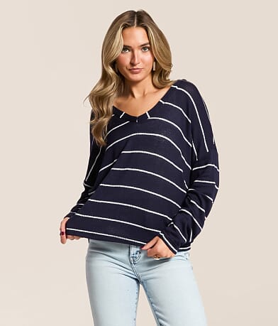 Blu Pepper Striped Top front view