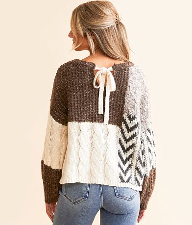 Blu Pepper Keyhole Back Tie Sweater BACK
