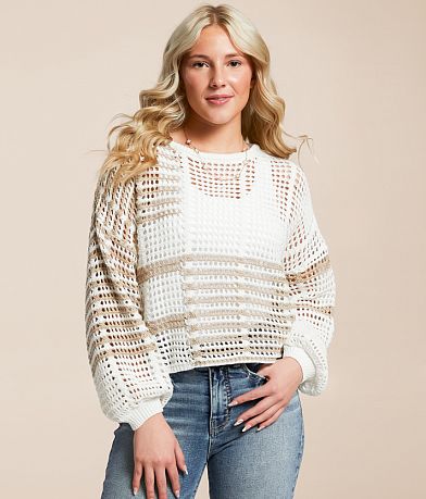 Blu Pepper Mixed Stripe Cropped Sweater front view