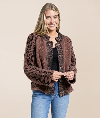 Blu Pepper Knit Cardigan Sweater front view