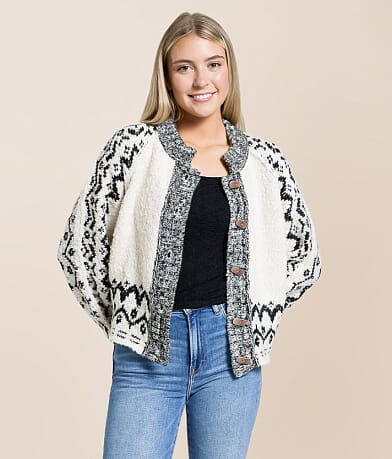 Blu Pepper Knit Cardigan Sweater front view