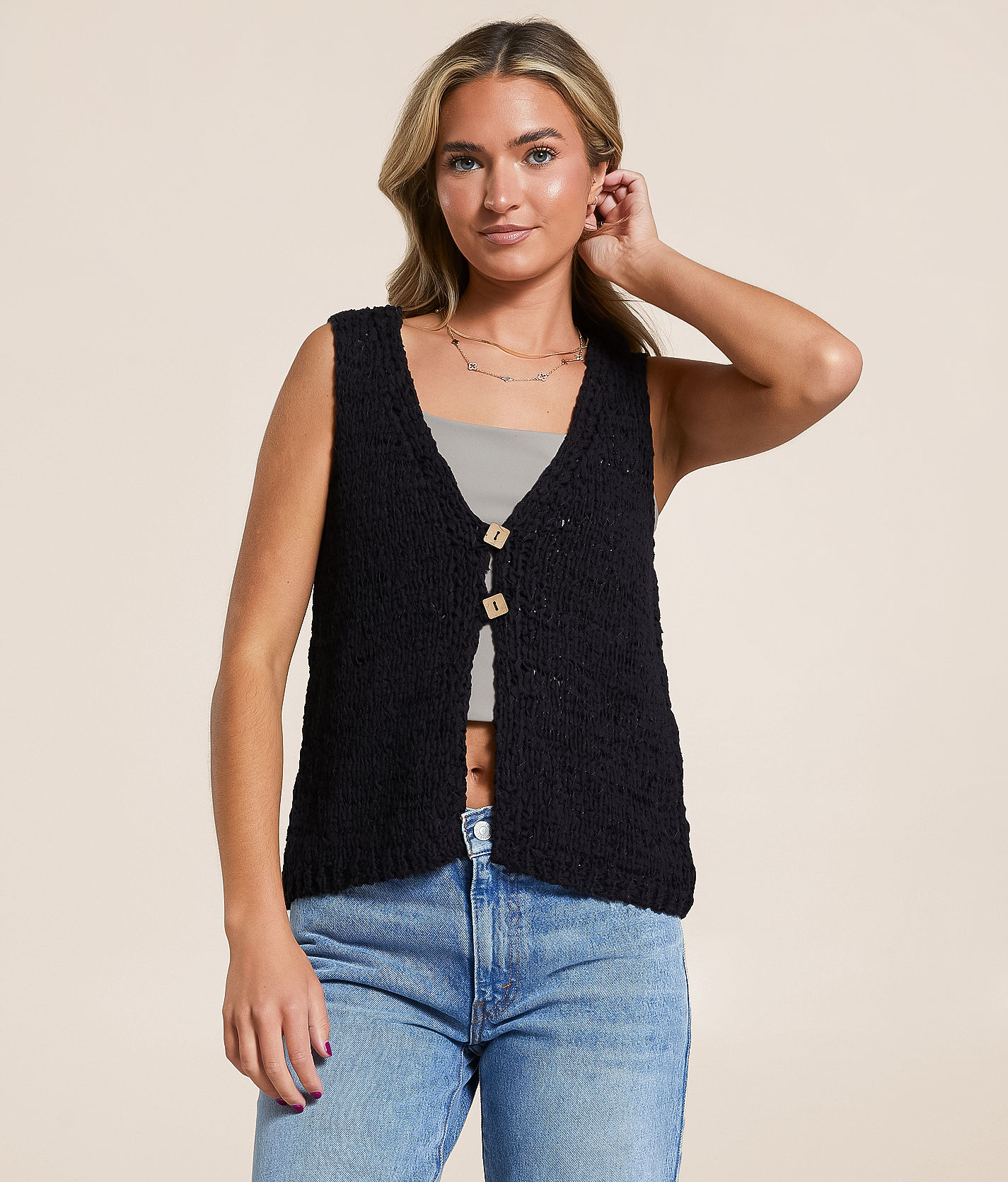 Blu Pepper Open Weave Tank Top - Women's Tank Tops in Black | Buckle