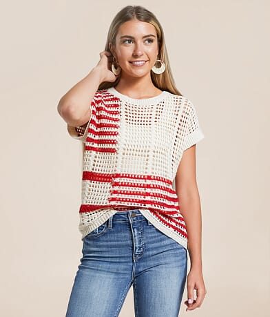 Blu Pepper Striped Sweater front view