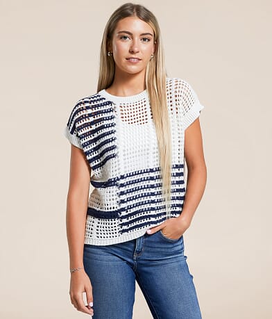 Blu Pepper Striped Sweater front view