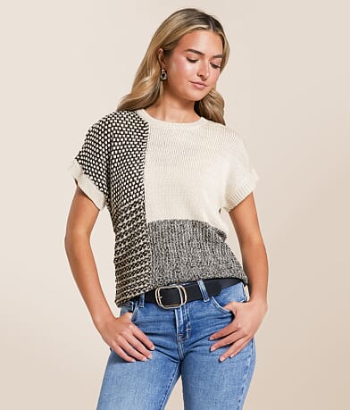 Blu Pepper Mixed Pattern Sweater front view