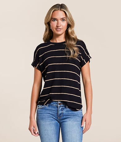 Blu Pepper Striped Top front view