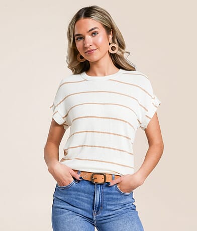 Blu Pepper Striped Top front view
