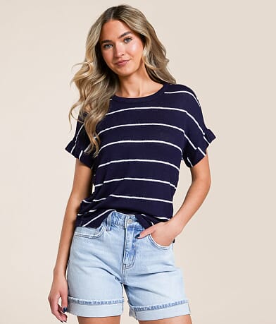 Blu Pepper Striped Top front view